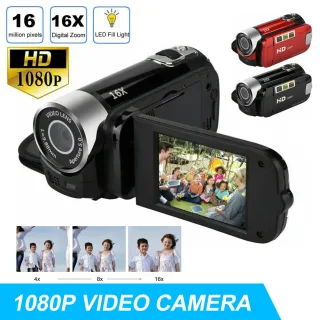 Câmera de Vídeo Digital para Vloggers, Filmadora Visão Noturna, 16x Zoom Óptico, Câmera de Vídeo para Vlogger, Vídeos Tiro, 1080P, 16m