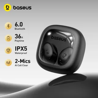 Baseus Bass WM02s Fones de Ouvido Sem Fio Bluetooth 6.0 TWS Mini e Compactos, Confortáveis de Usar, 36 Horas de Bateria, IPX5