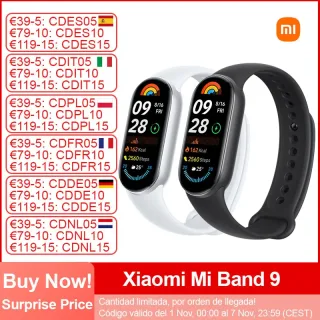 Xiaomi-Mi Band 9 Pulseira Inteligente, Tela AMOLED 1.62 ", BT5.4, Monitoramento da Frequência Cardíaca Oxigênio no Sangue, 150 + Modos Esportivos, Novo