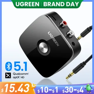 Ugreen bluetooth rca receptor 5.1 aptx hd 3.5mm jack aux adaptador de música sem fio para tv carro 2rca bluetooth 5.0 receptor de áudio