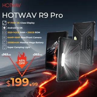 HOTWAV R9 Pro Tablet robusto 11 ''FHD + 2K Display 20080mAh Bateria enorme Android 14 6GB 256GB Câmera Global 4G Tablet PC