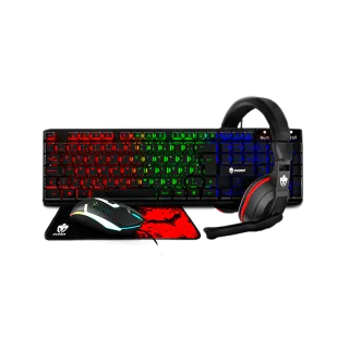 Kit Gamer Evolut 4x1 Eg-54 Teclado Abnt2 Led Rainbow + Mouse Usb 1600dpi + Headset Conexao P2 + Mousepad Speed 250x210x2 Mm