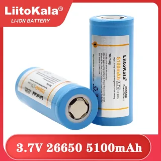 LiitoKala 26650-50A 5100mAh 26650 Li-ion 3.7v Bateria recarregável para lanterna 20A 3.6V baterias de energia