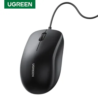UGREEN-USB Mouse com fio com design ergonômico, 1200 DPI, 3 botões para laptops e PCs