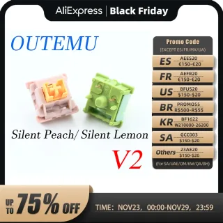 Outemu-Silent Peach V2 Switch Lubed Update, teclado mecânico, tátil linear, personalizado, 5Pin, Hot-swap, DIY, limão V2