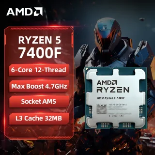 AMD Ryzen 5 7400F AMD R5 7400F CPU 6 núcleos 12 threads 4,7 GHz desbloqueado processador de mesa soquete AM5 CPU para jogos sem pacote