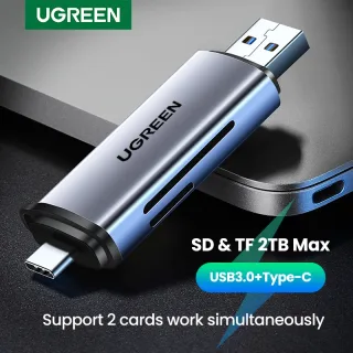 Ugreen leitor de cartão usb3.0 & usb c para sd microsd tf thunderbolt 3 para computador portátil acessórios de memória inteligente cardreader cartão sd adaptador