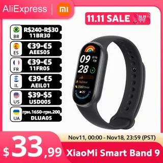 Xiaomi-Smart Band 9, Versão Global, 1.62 "AMOLED Display, BloodOxygen, Monitoramento da frequência cardíaca, 150 + modos desportivos