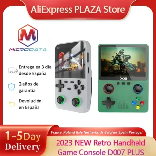 Mini Handheld Game Player, X6, Tela IPS de 3,5 ", Bateria 2000mAh, ATJ22735, RGB de 32 bits, Compatível com Conexão do Punho