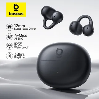 Baseus bc1 clipe de orelha fones de ouvido aberto sem fio bluetooth 6.0 clipe em fones de ouvido esportivos 4 microfones super bass ip55 fones de ouvido