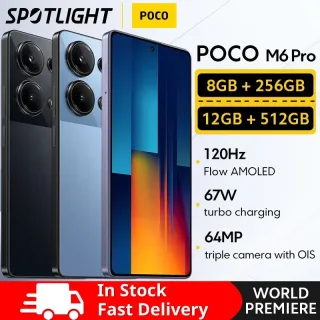 POCO M6 Pro 4G Versão Global Smartphone Helio G99 Ultra 120Hz Fluxo AMOLED 64MP Câmera Tripla com carregamento turbo OIS 67W