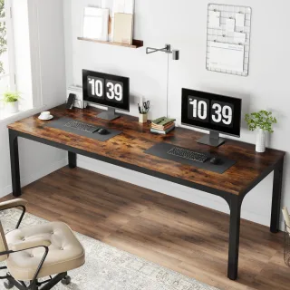 Tribesigns Mesa de computador extra longa de 78,7 polegadas Mesa para 2 pessoas, mesa dupla longa, mesa de trabalho para escritório doméstico