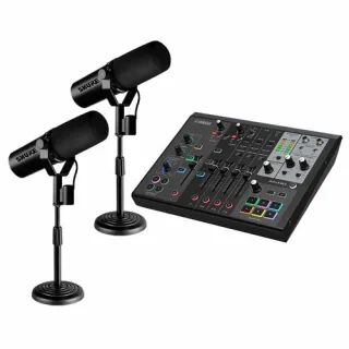 Kit 2 Microfones SM7DB com Pedestais e Mixer AG08B SM7DBX2+DESKSTAND1+AG08