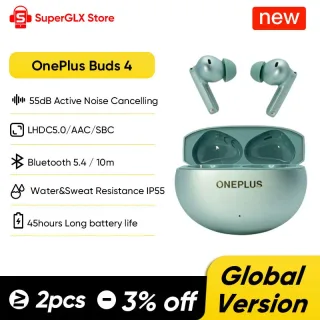 Versão Global OnePlus Buds 4 Fones de Ouvido Sem Fio com Cancelamento de Ruído AI 55dB Longo Alcance IP55 à Prova d'Água