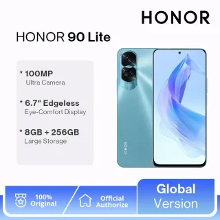 HONOR-90 Lite 5G com Câmera Tripla, 100MP, 8GB RAM, 256GB ROM, 6,7 ”, Tela 90Hz, Bateria 4500mAh, Dual SIM, Android 13