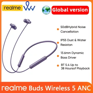 Original novo realme buds sem fio 5 anc 13.6mm driver de baixo dinâmico bluetooth5.4 50db híbrido cancelamento ruído sem fio fone ouvido