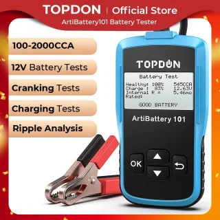 Topdon ab101 testador de bateria digital 12v portátil monitor de bateria de carro testador de circuito de carregamento de partida analisador automático veículo