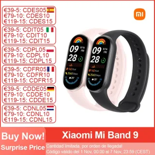 Xiaomi-Mi Band 9 Pulseira Inteligente, Tela AMOLED 1.62 ", Monitoramento da Freqüência Cardíaca Oxigênio no Sangue, BT5.4, 150 + Modos Esportivos