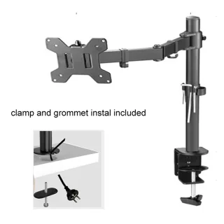 Suporte de Monitor M051 com Braço Longo e Base de Fixação, Rotação 360°, para Monitores de 10'-27', Capacidade de 9.9kg