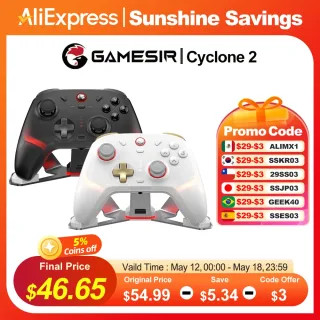 Gamesir ciclone 2 pro controlador de jogo sem fio para switch pc android ios rgb iluminação tmr varas 1000hz controlador de taxa de pesquisa