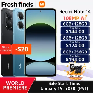 【Estreia mundial】 Versão global Xiaomi Redmi Note 14 MediaTek Helio G99-Ultra 108MP AI Camera 5500mAh 6,67" 120Hz Tela AMOLED