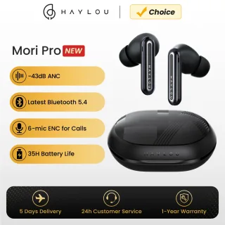 HAYLOU Mori Pro Auriculares Bluetooth 5.4, Auriculares com Cancelamento de Ruído Ativo, Auriculares Sem Fio, Bateria 35H, 43dB ANC, 6 Microfone
