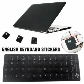 Inglês UK Teclado Substituição Adesivos, Branco no Preto, Qualquer Computador PC e Laptop