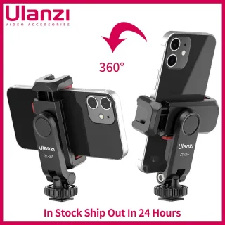 Suporte para celular com tripé e luz fria para microfone, suporte rotativo 360 ° para smartphone ulanzi, para iphone 12 pro max