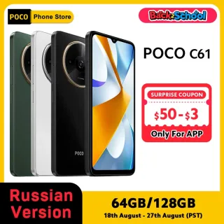 【Versão Russa】POCO C61 Smartphone MediaTek Helio G36 6,71 "90 Hz Dot Drop display 8MP Câmera 5000mAh bateria