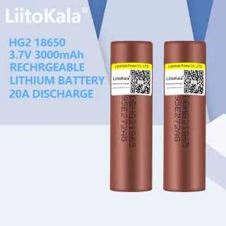 LiitoKala-Bateria Recarregável para o Poder HG2, Bateria, 18650, 3000mAh, 3.7V, Dedicado, 2Pcs