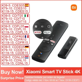 Xiaomi-Versão Global TV Stick, Mídia de Streaming Portátil, Som Surround DTS, Android TV 11, HDR Quad Core, DTS, Bluetooth 5.0, 2GB, 8GB