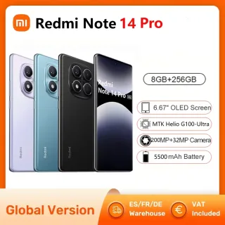 Xiaomi-Redmi Note 14 Pro Smartphone, NFC, MTK, Helio, G100-Ultra, 6.67 ", 120Hz, Tela 1.5K, Câmera 200MP, Carga 45W, Bateria 5500mAh, 4G