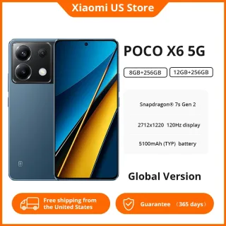 POCO-X6 Smartphone Versão Global, 5G, Câmera de 64MP com OIS, Carregamento 67W, NFC, Snapdragon 7s Gen 2, Fluxo 120Hz, Tela AMOLED