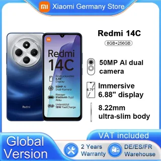 Versão global Xiaomi Redmi 14C Smartphone MediaTek Helio G81-Ultra 6,88 "polegadas display até 120 Hz 50MP câmera principal