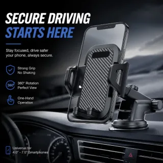 Suporte para Telefone de Carro 2 em 1 | Suporte de Sucção com Braço Longo | Suporte de Clipe para Ventilação de Ar | Suporte para Telefone Mãos Livres | Suporte Universal para Celular para Carros