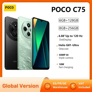 Versão global poco c75 smartphone 6gb 128g 8gb 256g nfc helio G81-Ultra 6.88 "120hz dot drop display 50mp câmera principal 5160mah