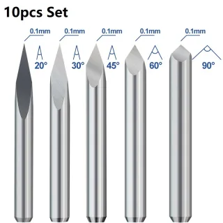 10 pçs cnc gravura bit 3 borda pirâmide gravura bits 3.175mm haste 20-90d carboneto final millcnc roteador bit fresa