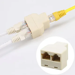 Adaptador divisor rj45 1 a 2 porta fêmea dupla cat5/6 lan ethernet soquete conexão de rede adaptador divisor p15