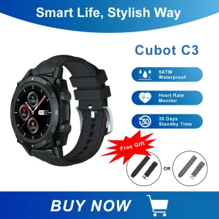 Cubot c3 smartwatch esporte freqüência cardíaca monitor de sono 5atm à prova dwaterproof água toque rastreador fitness relógio inteligente para homens mulher android ios