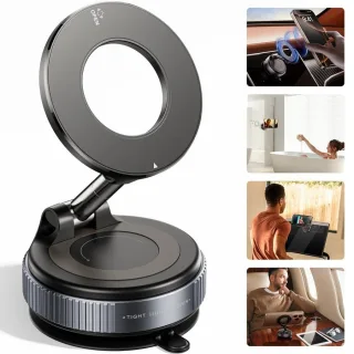 Suporte Magnético 360° Dobrável p/ Celular com Sucção a Vácuo Forte – Carro Mesa Parede
