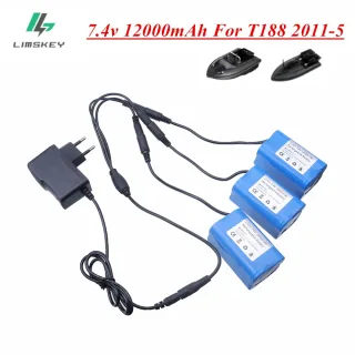 Bateria lipo de 7.4v 12000mah para t188 t888 2011-5, controle remoto, localizador de peixes, isca de pesca, barco, peças sobressalentes, acessórios de brinquedos rc