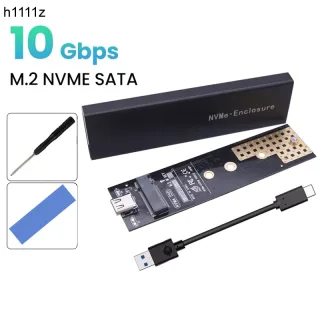 Protocolo duplo m2 ssd caso gabinete nvme sata ngff m.2 ssd caixa usb 3.1 10gbps para disco rígido externo m/b + m chave m.2 ssd rtl9210b