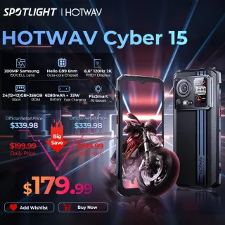 [World Premeire] HOTWAV Cyber 15 Telefone robusto 200MP PixSmart G99 6.6FHD + 120Hz Smartphone 24GB 256GB Celular ultrafino