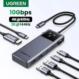 UGREEN Uno USB C HUB 6-em-1 4K60Hz PD100W 10Gbps USB3.2 Adaptador Divisor para Laptop Macbook Pro Air Estação de acoplamento expansor USB