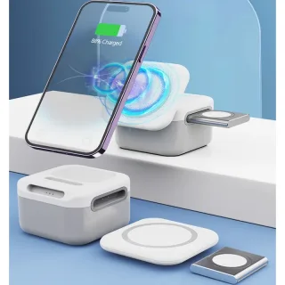 Suporte de carregador magnético sem fio para iPhone, estação de carregamento rápido para Apple iWatch 8, 7, AirPods Pro 3, 2, 3 em 1, 14 Pro Max, 15W