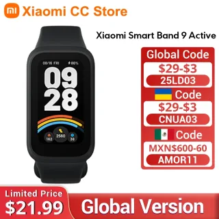 Versão global Xiaomi Smart Band 9 Modos de vida útil da bateria ativa de 18 dias Tela de 1,47 '' 5ATM Monitoramento de saúde e fitness durante todo o dia