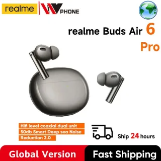 Versão global realme buds air 6 pro verdadeiro fone de ouvido sem fio 50db redução ruído do mar profundo 2.0 bluetooth 5.3 ip55 fone de ouvido