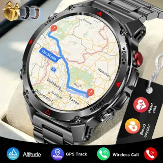 2025new relógio inteligente militar ao ar livre masculino 1.46 "amoled embutido gps bússola altímetro 3atm relógio à prova dwaterproof água bt chamada smartwatches