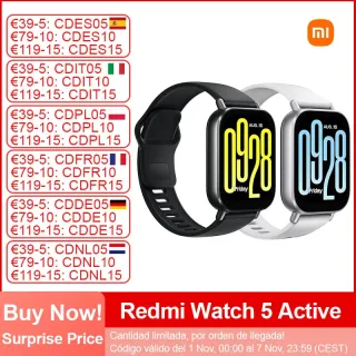 Xiaomi-Redmi Watch 5 Smartwatch Ativo, Display LCD de 2 ", Chamada Telefônica Bluetooth, Monitoramento de Freqüência Cardíaca, 140 + Modos Esportivos