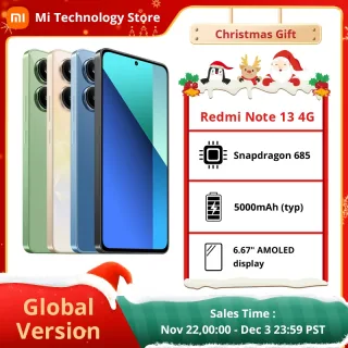Xiaomi-Redmi Note 13 Smartphone, Versão Global, 4G, 6.67 "AMOLED, 120Hz, Câmera Traseira Tripla 108MP, Processador Snapdragon 685, 5000 mAh